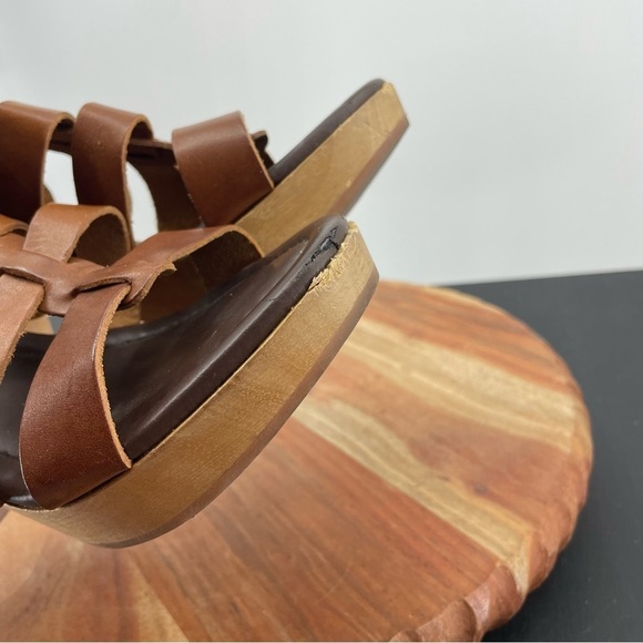Madewell 1937 Strappy brown Leather Sandals Wood clog Heel Sz 8 - Picture 6 of 10